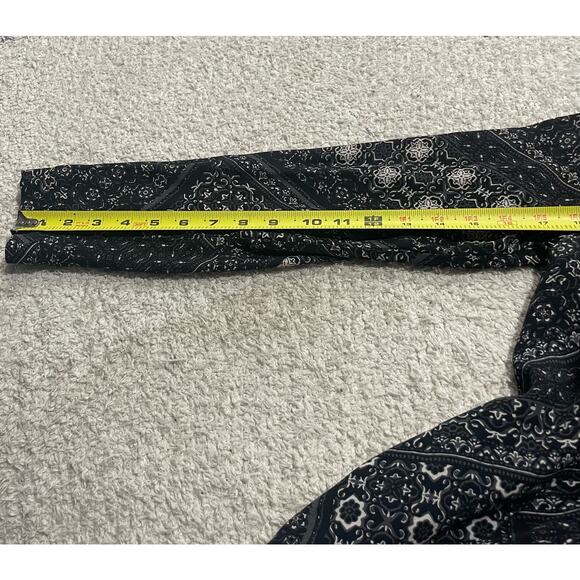 Garnet Hill Dress Womens Sz 2 Drop Waist Black Bandana Oversized Long Sleeve - Picture 5 of 11